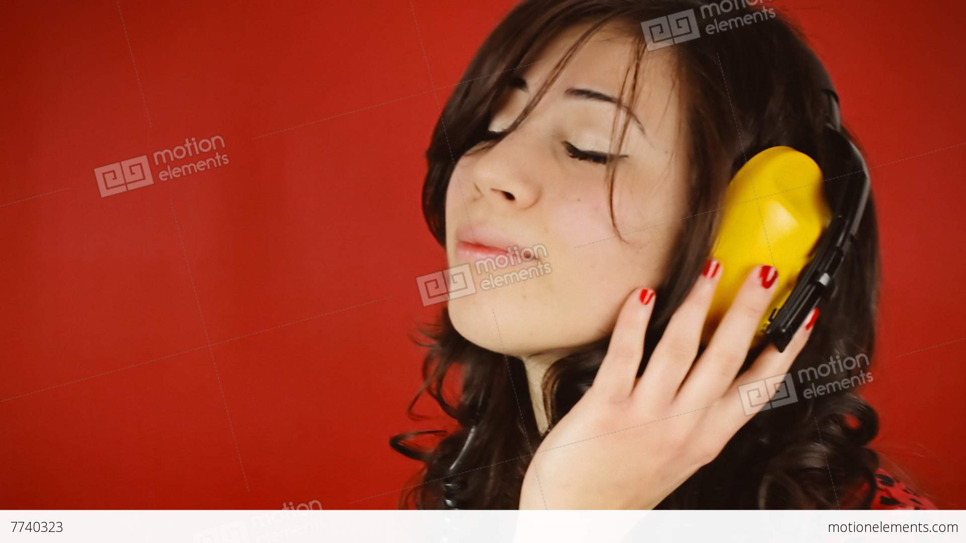 Woman Profile Red Logo - Music Woman Red Headphones Kissing Profile Stock video footage