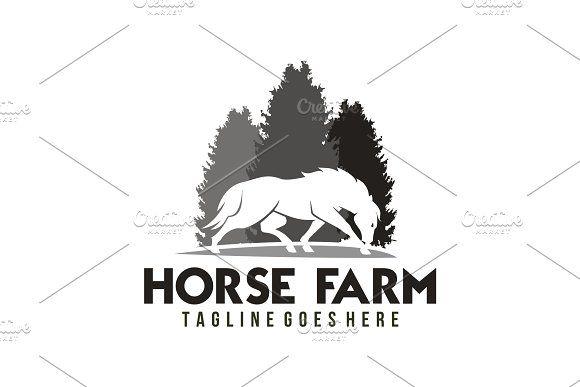 Horse Farm Logo - White Horse Farm Logo Templates Creative Market
