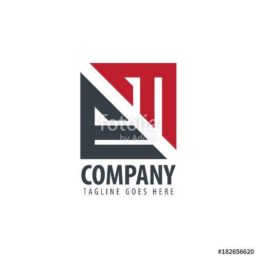 Traingle Square Red Logo - Initial Letter EM Design Triangle and Square Logo