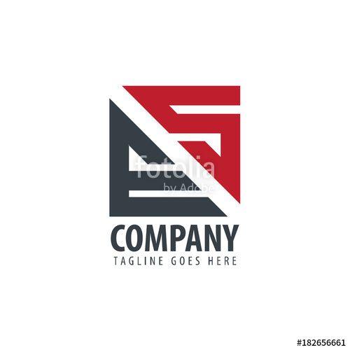 Traingle Square Red Logo - Initial Letter ES Design Triangle and Square Logo