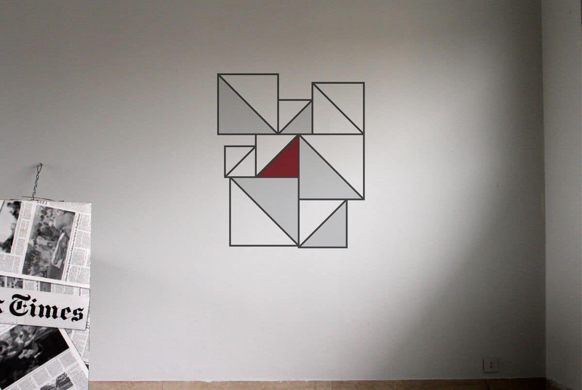 Traingle Square Red Logo - Wall sticker with geometric composition