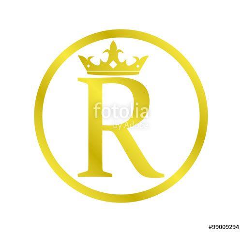 Circle R Logo - alphabet golden circle letter R with crown