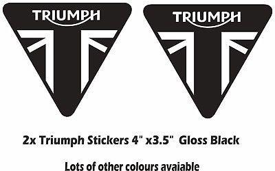 Triumph Triangle Logo - TRIUMPH TRIANGLE LOGO Stickers 2x 4 Gloss Black Daytona Speed