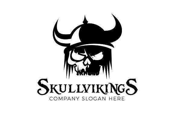 Black and White Vikings Logo - Viking Skull Logo ~ Logo Templates ~ Creative Market