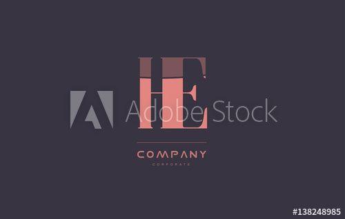 Retro Company Logo - he h e pink vintage retro letter company logo icon design this