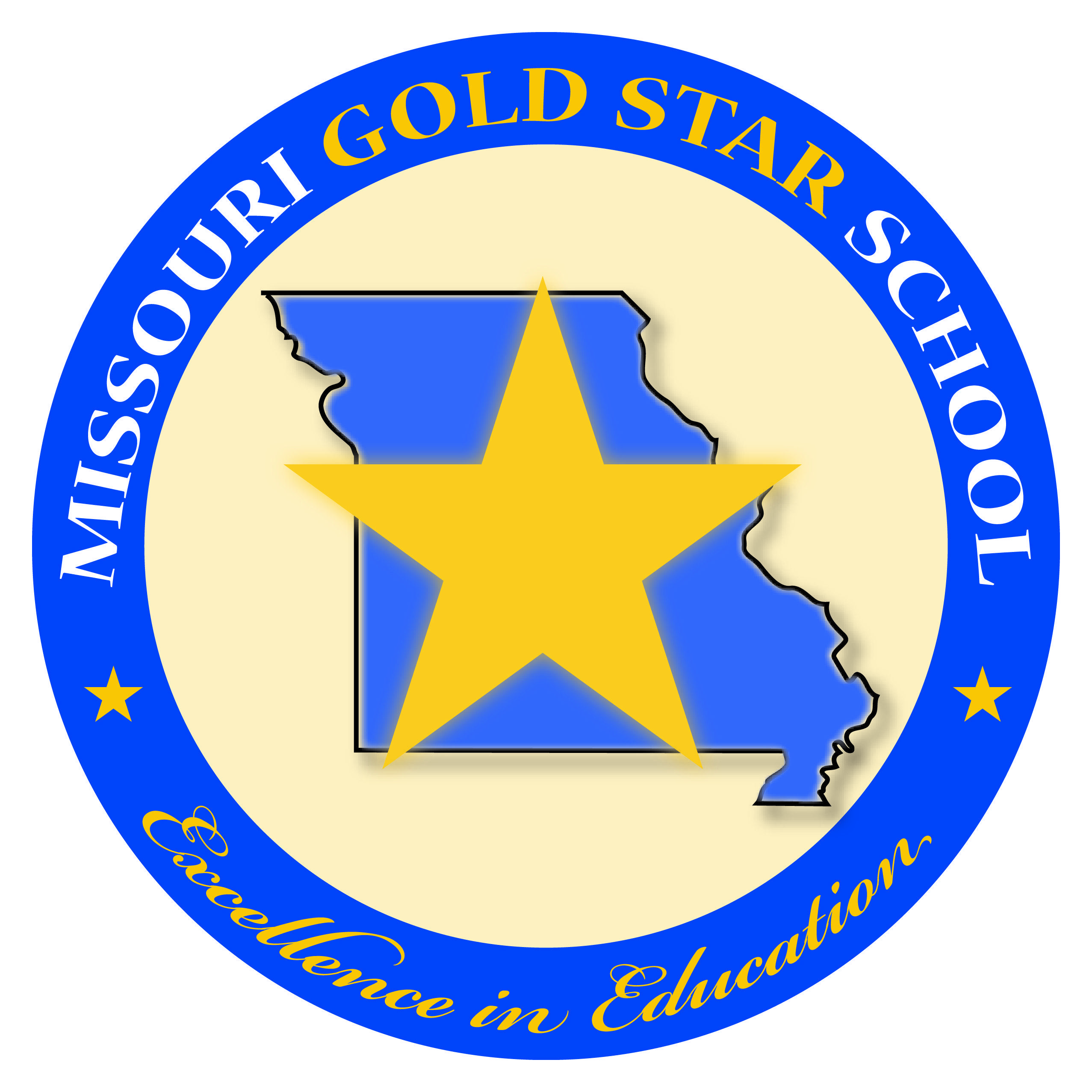 Blue and Yellow Star Logo - Gold Star Blue Ribbon Schools. Missouri Department Of Elementary