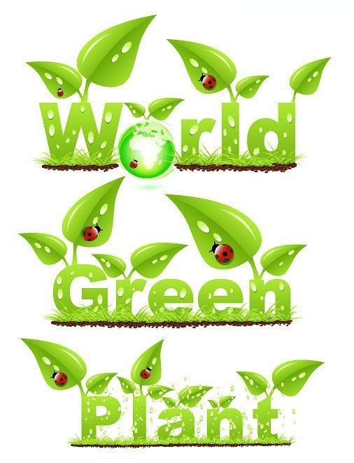 Green Word Logo - Leaves,green fonts vector_Vectors Download | Crazy Free vector.com ...