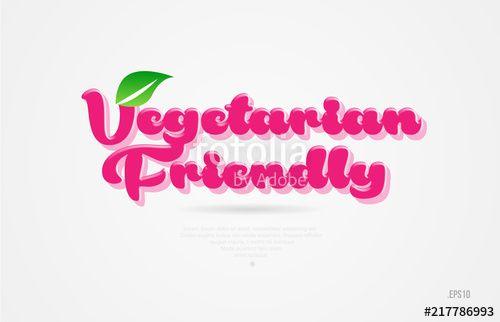 Green Word Logo - vegetarian friendly 3D word with a green leaf and pink color logo