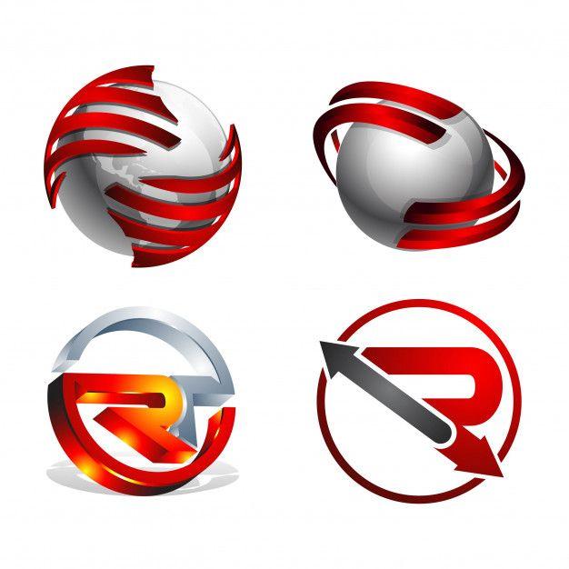 Red Letter R Logo - 3d swoosh letter r 3d circle round logo design element Vector ...