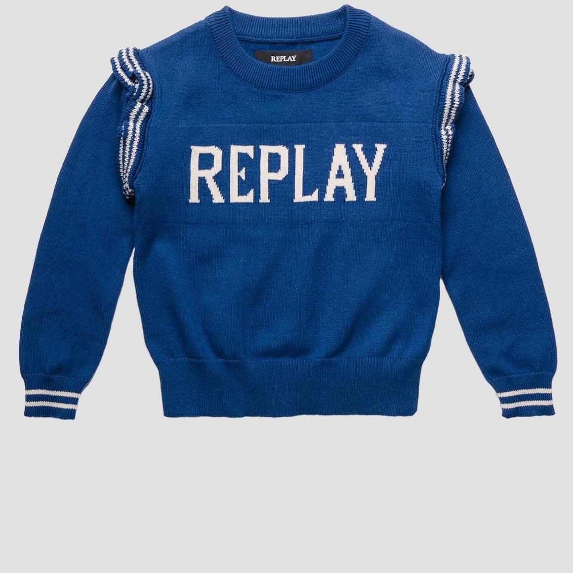 Ruffles Logo - Crewneck sweater with logo and ruffles- REPLAY&SONS