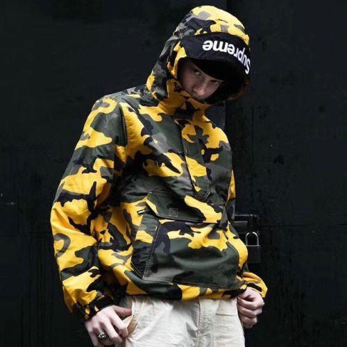 Supreme Hooded Logo Half Zip Pullover Yellow Camo on Sale, 57% OFF 