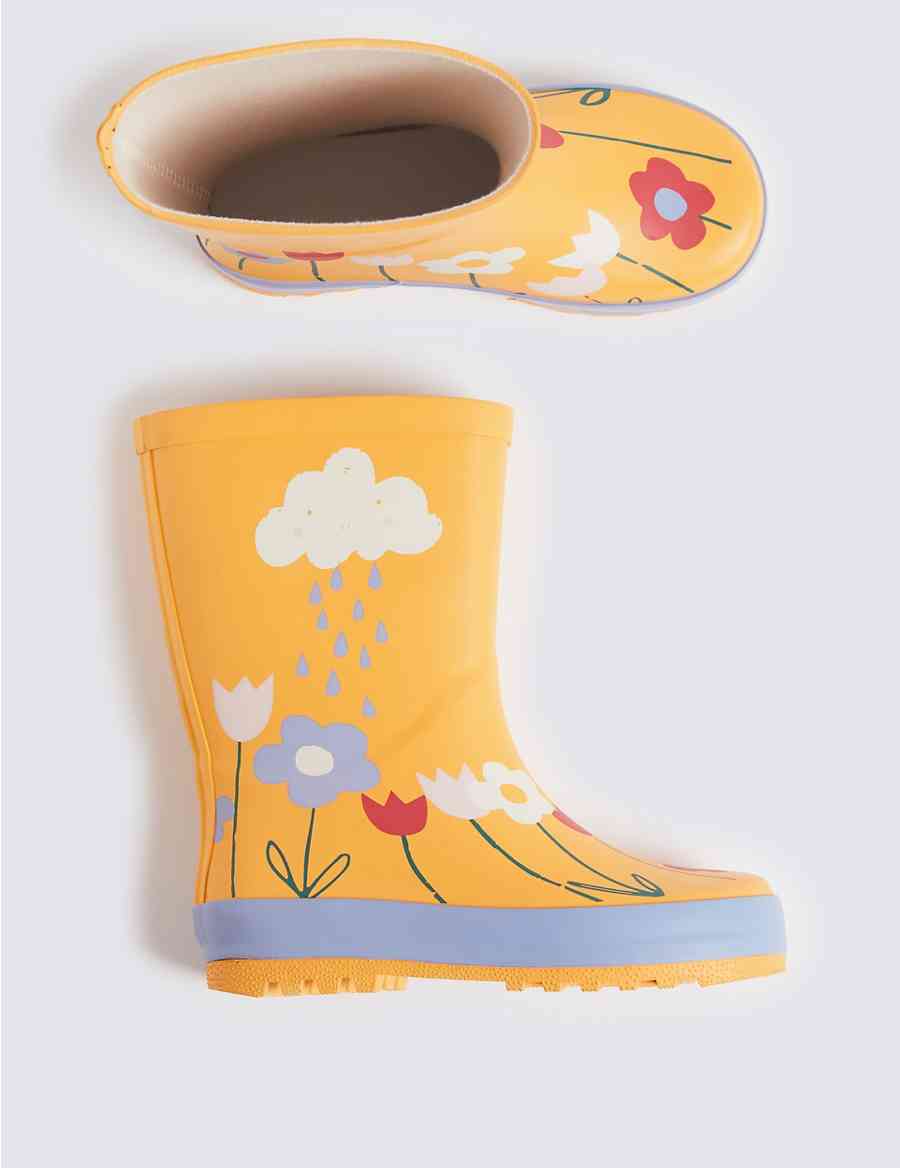 Flower with Yellow Cloud Logo - Kids' Cloud Flower Wellies (5 Small Small)