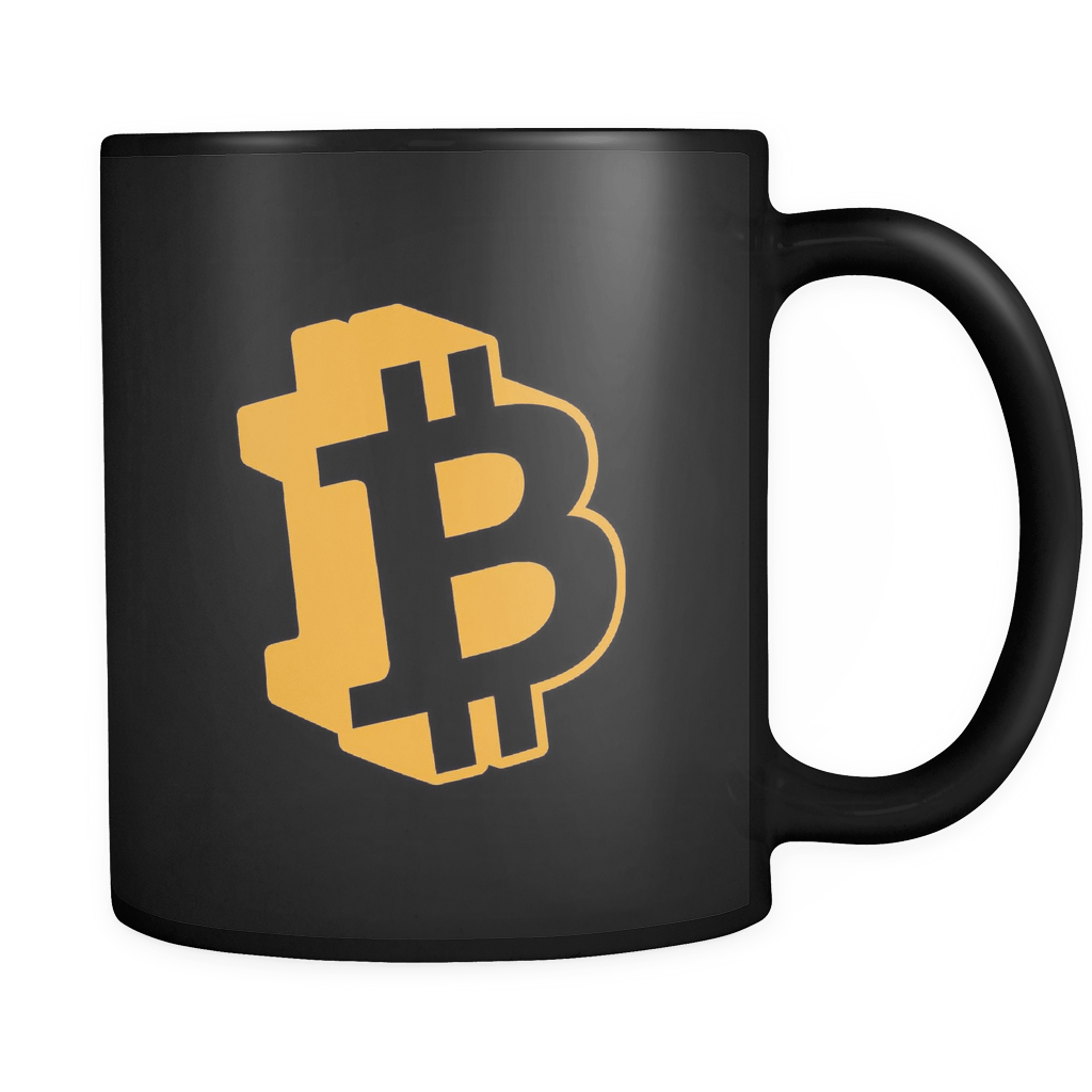Black Bitcoin Logo - Bitcoin Symbol 3D - Bitcoin Mug Black Mug - Gift Mug, Gift for ...