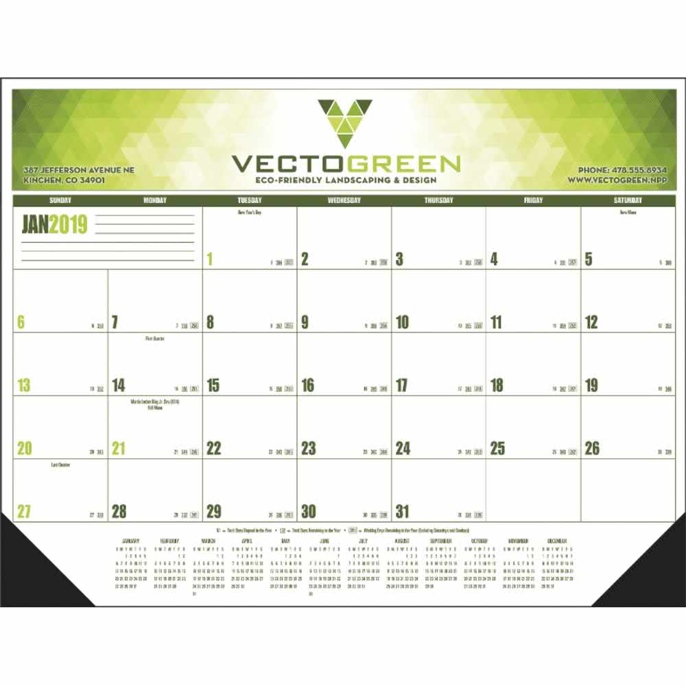Multi Color Line Logo - Promotional 2020, Grid Type A Multi-Color Desk Pad Calendars with ...