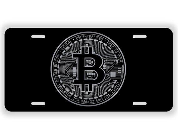Black Bitcoin Logo - Bitcoin Logo Black Laser Etched Metal License Plate