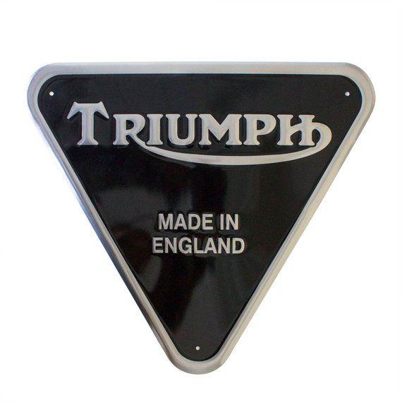 Triumph Triangle Logo - Triumph Made In England Motorcycle Sign Black and | Etsy