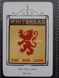 Orange and Red Lion Logo - Kent HYTHE RED LION 3rd Series (Card) WHITBREAD INN SIGNS