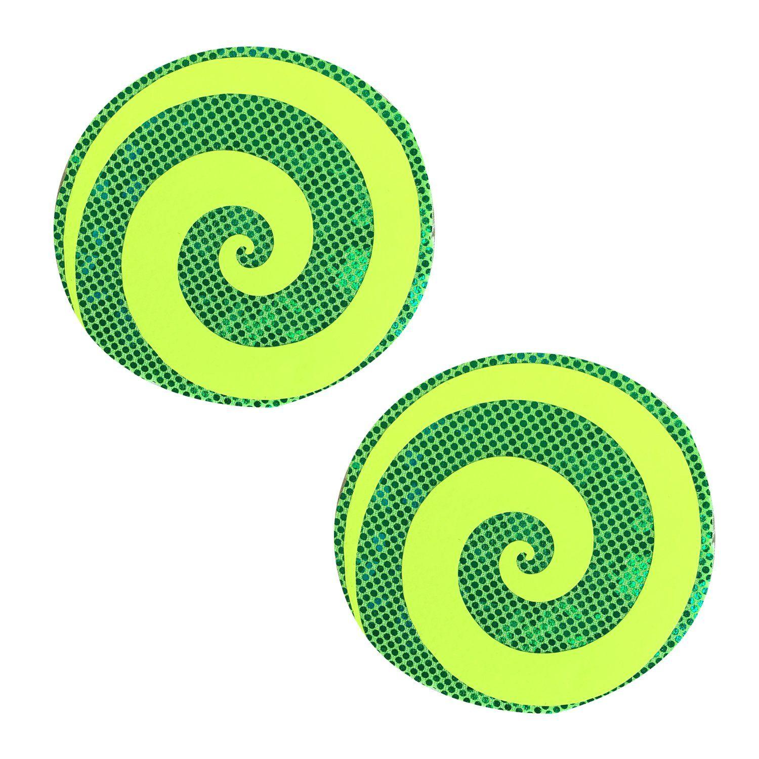 Green and Yellow Starburst Logo - Neon Yellow Starburst Blacklight Spiral Nipztix Pasties – NevaNude
