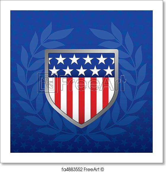 Red White and Blue Shield Logo - Free art print of Red White and Blue Shield on a Star Background ...