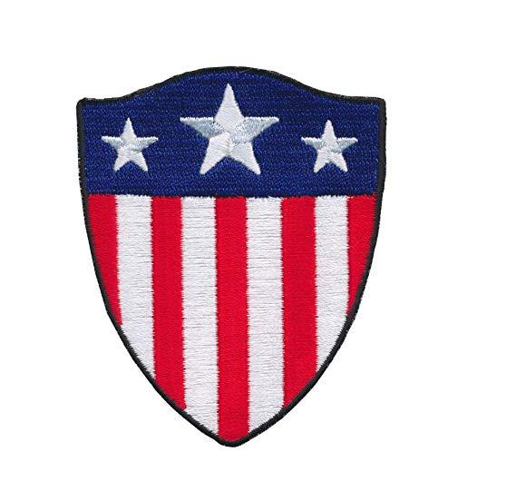 White Stripe with Red Shield Logo - Amazon.com: Patch Squad Men's Captain America Shield Stars Stripes ...