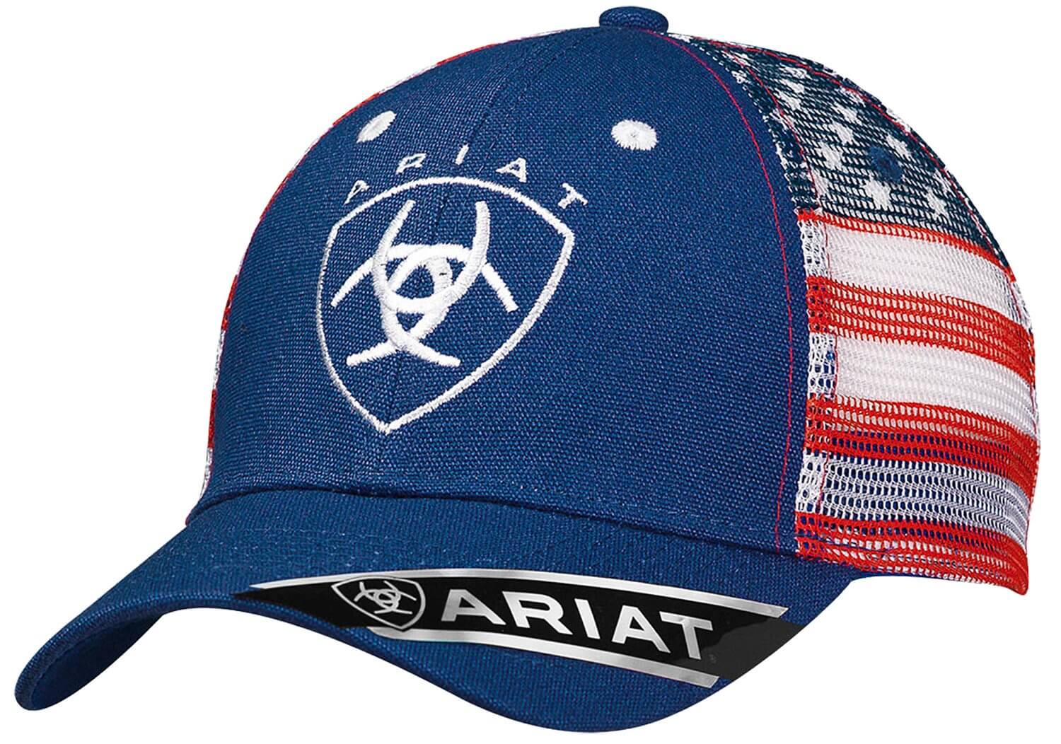 Red White and Blue Shield Logo - Ariat American Mesh Cap - Red/White/Blue