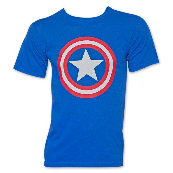 Red White Blue Shield Logo - Captain America Royal Blue Shield Logo TShirt | TVMovieDepot.com
