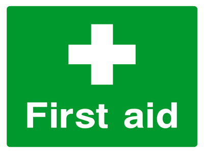 Cross First Aid Logo - First aid symbol and text sign