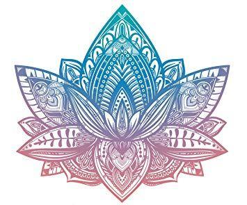 Pink Flower with Blue Line Logo - Beautiful Tribal Henna Pattern Lotus Flower Blue