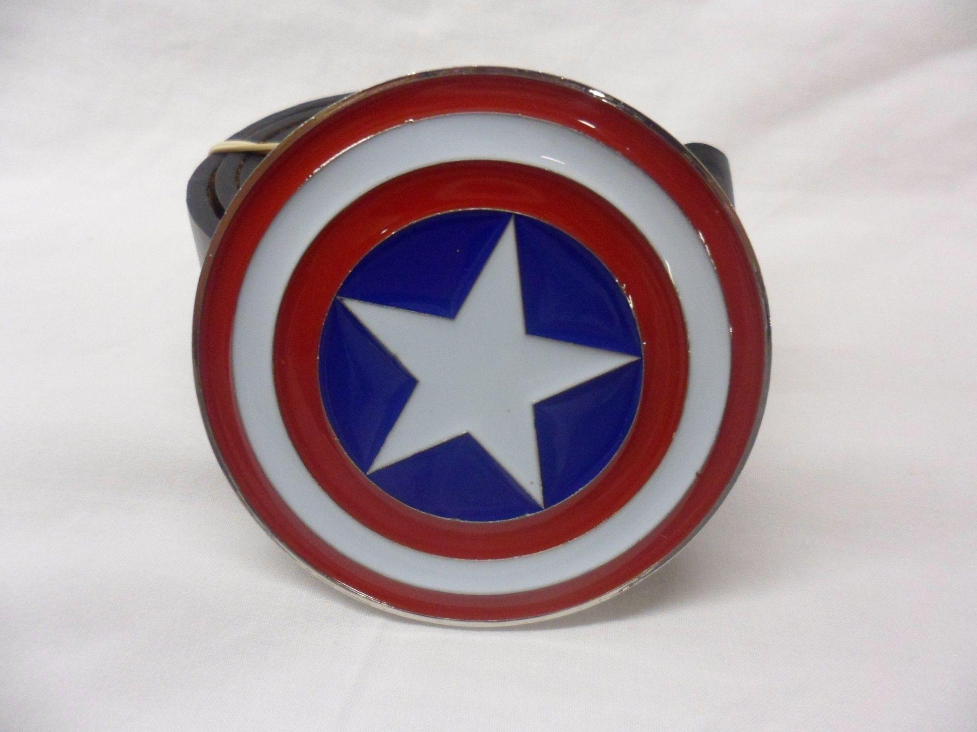 Red White and Blue Shield Logo - CAPTAIN AMERICA RED, WHITE & BLUE SHIELD BUCKLE with BELT