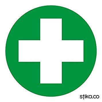Cross First Aid Logo - First Aid Box Symbol Self-Adhesive Sticker Sign (90mm diameter ...
