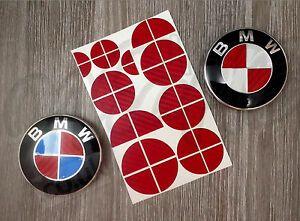 Red BMW Logo - RED CARBON FIBER HALF FOR BMW Badge Emblem Overlay ...