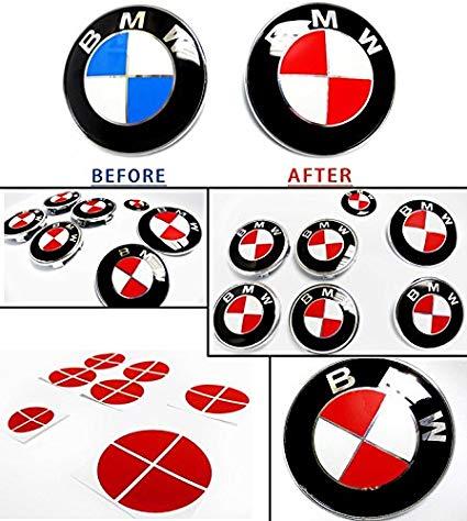 Red BMW Logo - Amazon.com: MATTE RED Sticker Overlay Vinyl for All BMW Emblems Caps ...
