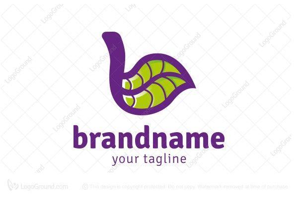 Curved Leaf Logo - Logo for sale: Green Leaf Gardeners Letter B. Perfectly shaped ...