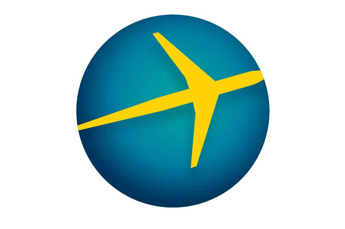 Green Circle and Airplane Logo - Blue circle Logos