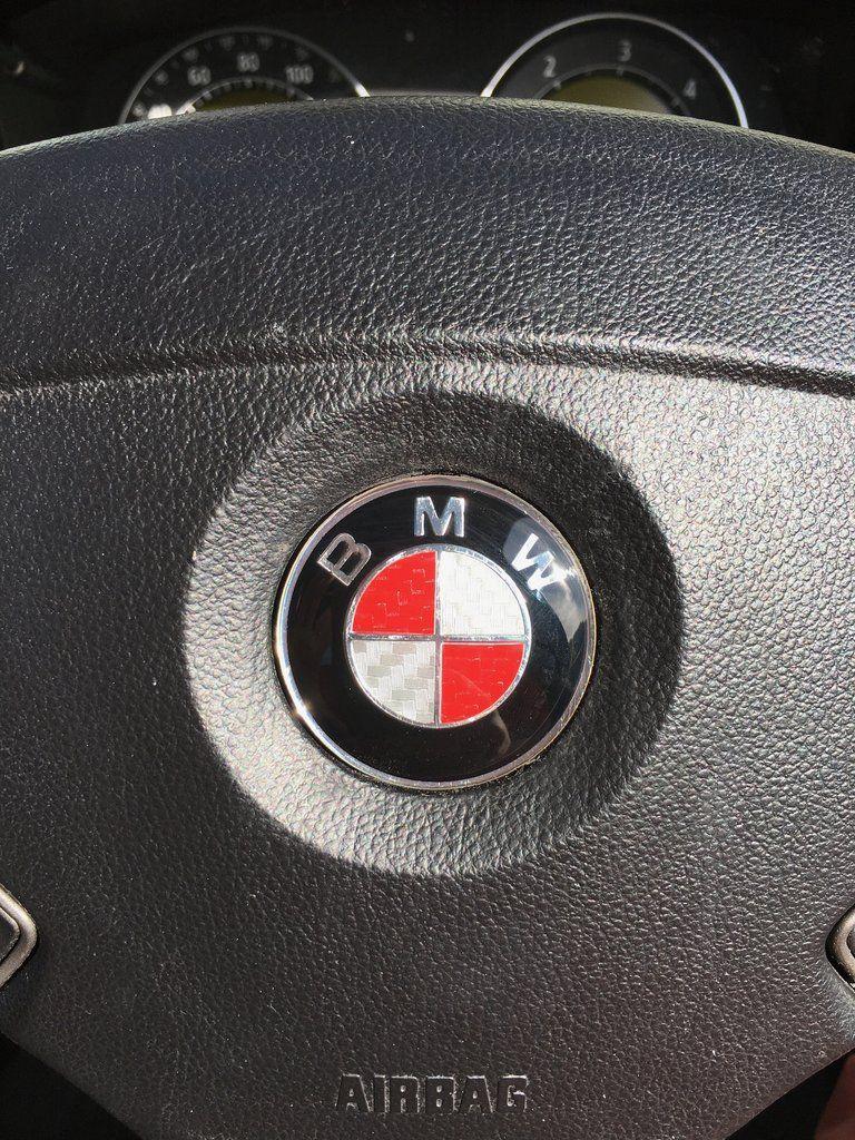 Red BMW Logo - BMW Steering Wheel Emblem - 3 Varieties (Black & Silver CF, Red ...