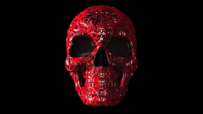 Black and Red Skull Logo - Carved Red Skull Spinning On Stock Footage Video (100% Royalty-free ...