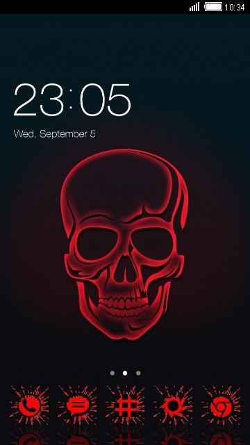 Black and Red Skull Logo - Download cool neon red skull theme for your Android phone — CLauncher