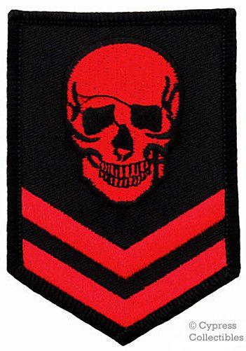 Military Skull Logo - Red Skull Military Patch Embroidered Iron-on Skeleton Brigade Biker ...