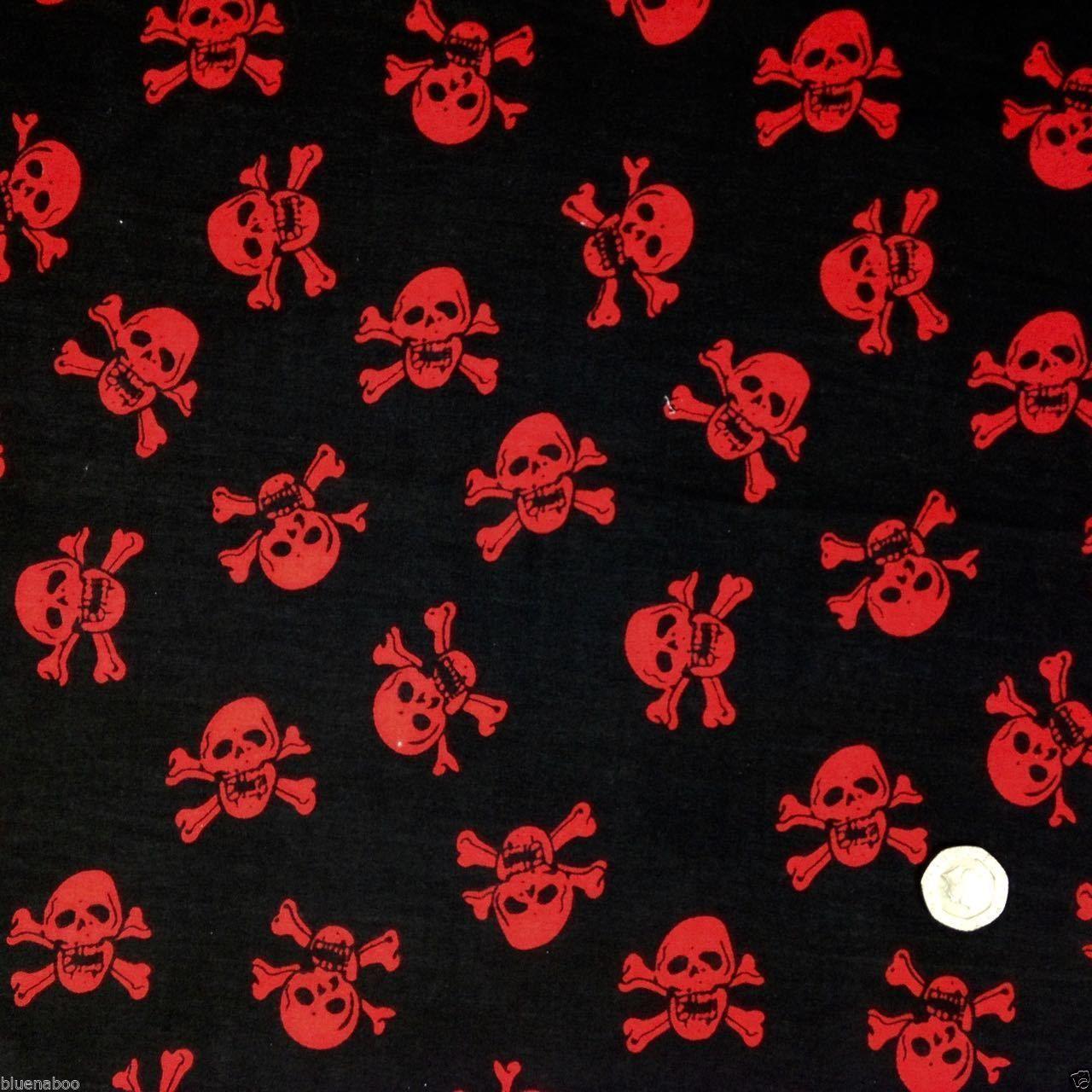 Black and Red Skull Logo - Skulls & crossbones' Fabric. Always Knitting and Sewing