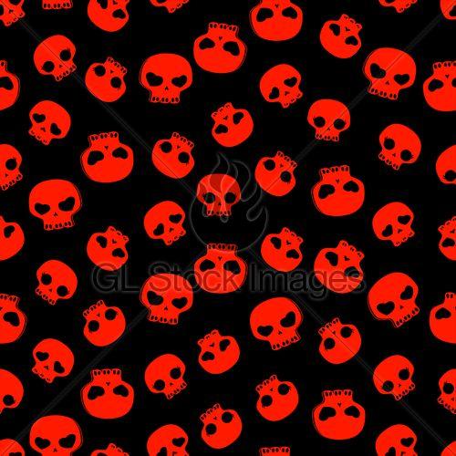 Black and Red Skull Logo - Black And Red Skulls Seamless Pattern · GL Stock Image