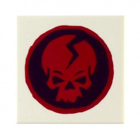 Black and Red Skull Logo - Lego Accessories White Tile 2 x 2 with Cracked Red Skull on Black ...