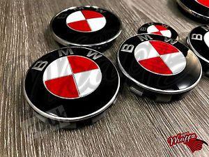 Red BMW Logo - RED & WHITE CARBON FIBER Decal For BMW Badge Emblem HOOD TRUNK RIMS ...