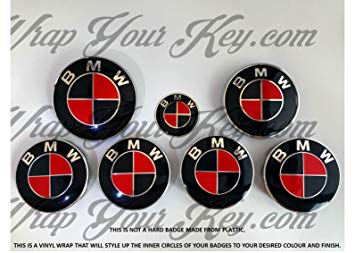 Red BMW Logo - BLACK & FIERY RED M SPORT BMW Badge Emblem Overlay HOOD TRUNK RIMS