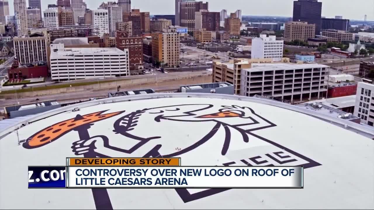 Little Caesars Arena Logo - Controversy over new logo on roof of Little Caesars Arena - YouTube