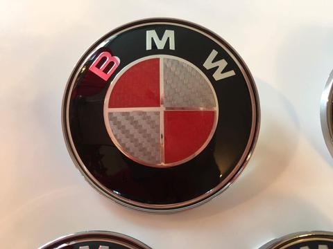 Red BMW Logo - BMW Carbon Fibre Bonnet and Boot Badges (Pair) - 4 Styles available ...