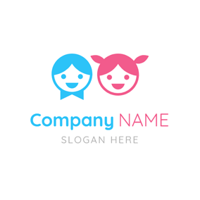 Pink and Blue Logo - Free Face Logo Designs | DesignEvo Logo Maker