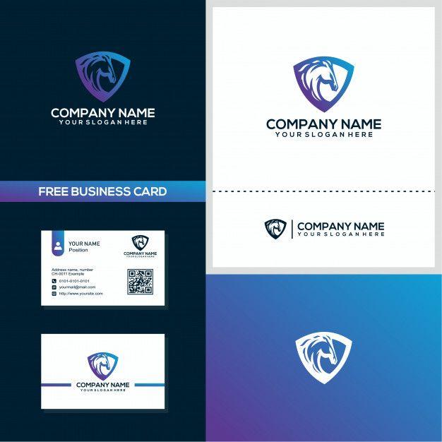 Company Shield Logo - Horse shield logo and business card design concept template Vector ...