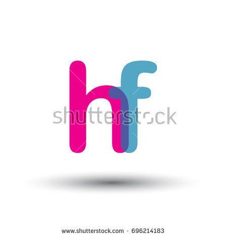 Blue and Pink Logo - initial logo HF lowercase letter, blue and pink overlap transparent