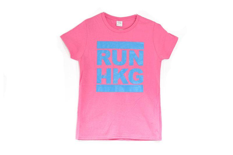 Blue and Pink Logo - Baby Pink & Blue Ladies - RUN HKG