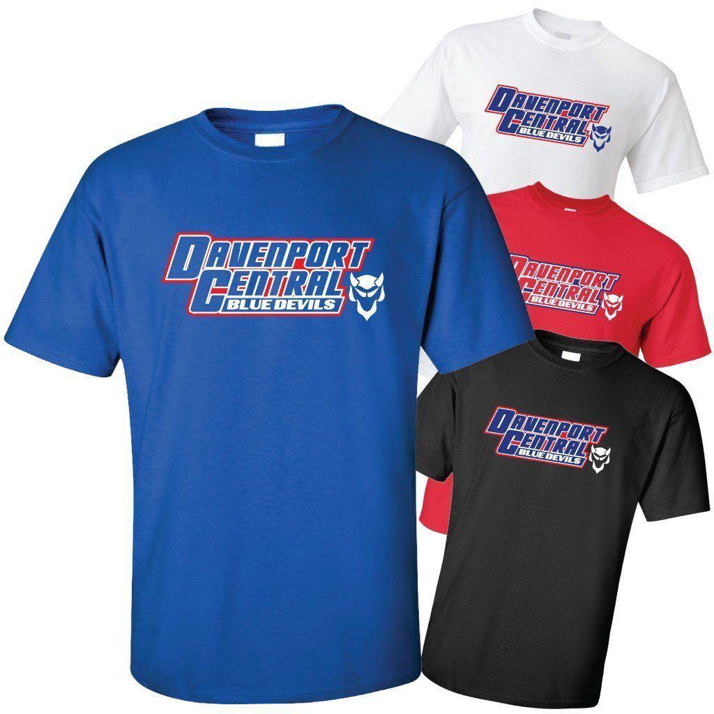 Davenport Central Blue Devils Logo - Davenport Central Blue Devils 1 Sided T Shirt